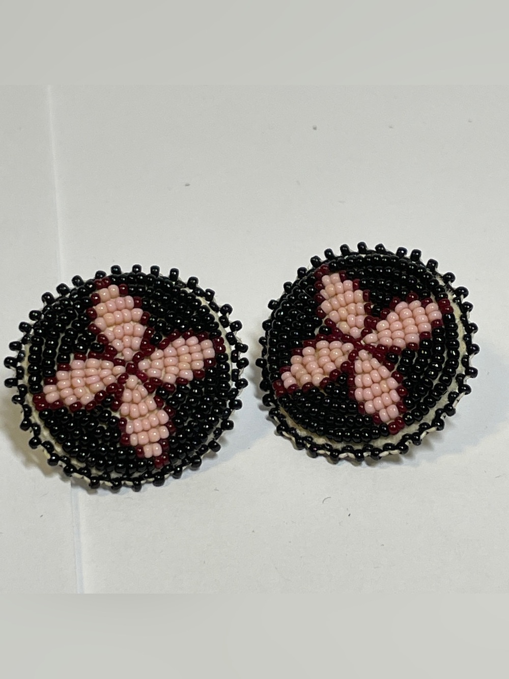 Handmade Seed Bead Clip On/Screw Back Earrings Multicolor Artisan Boho Native 1”
